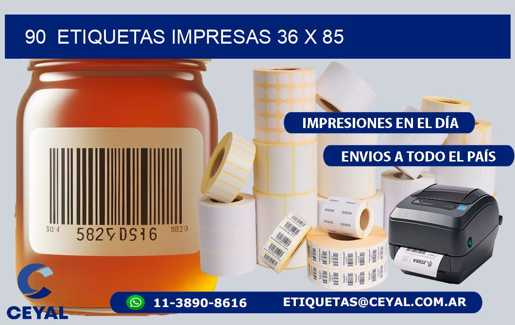 90  ETIQUETAS IMPRESAS 36 x 85