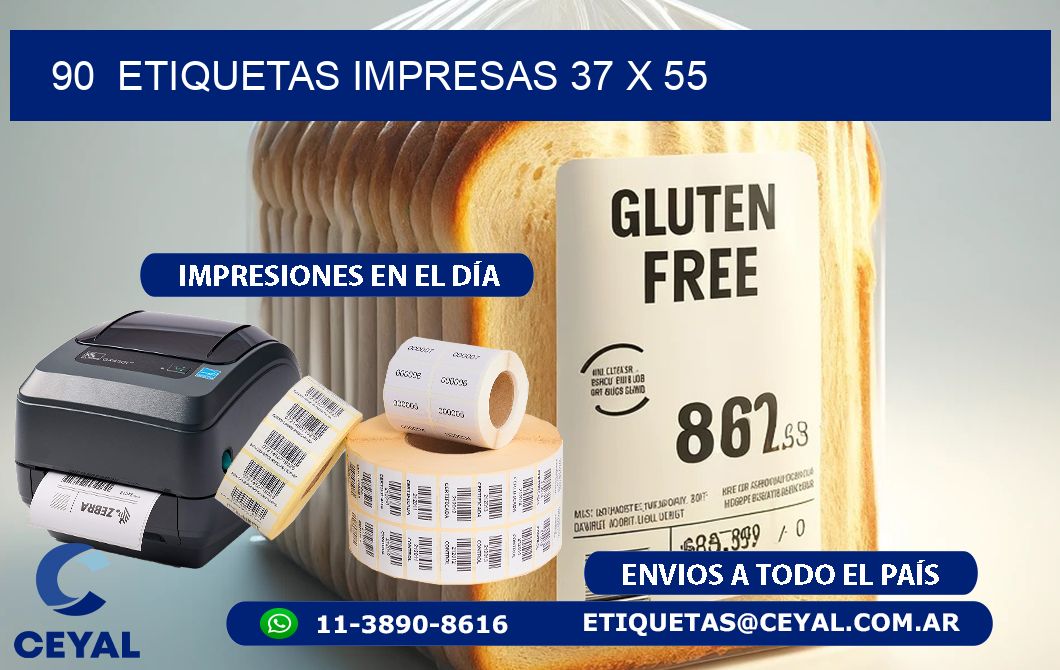 90  ETIQUETAS IMPRESAS 37 x 55