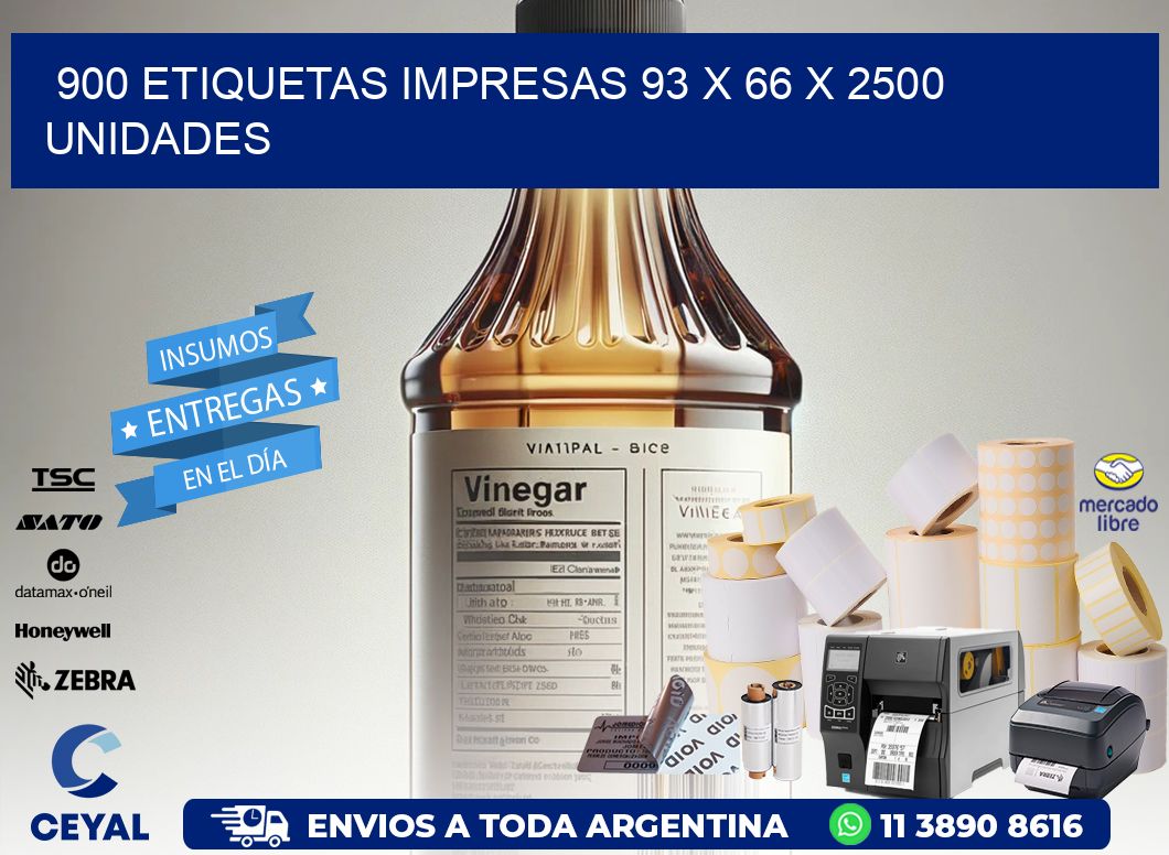 900 ETIQUETAS IMPRESAS 93 x 66 X 2500 UNIDADES