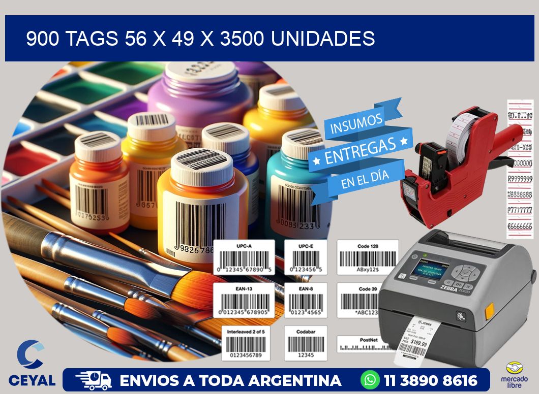 900 TAGS 56 x 49 X 3500 UNIDADES