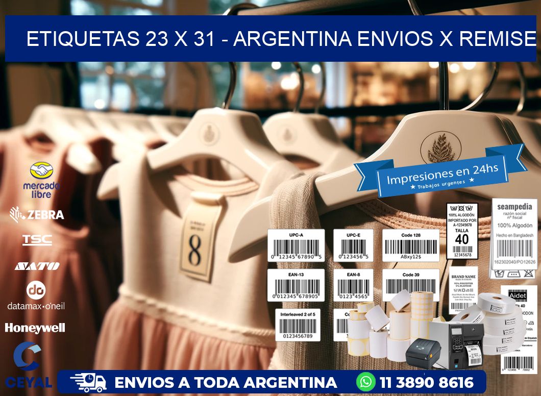 ETIQUETAS 23 x 31 - ARGENTINA ENVIOS X REMISE