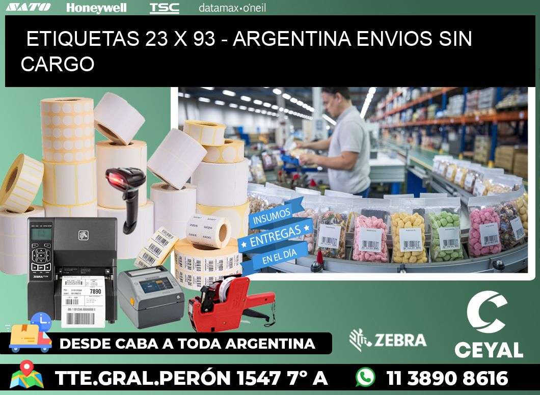 ETIQUETAS 23 x 93 - ARGENTINA ENVIOS SIN CARGO