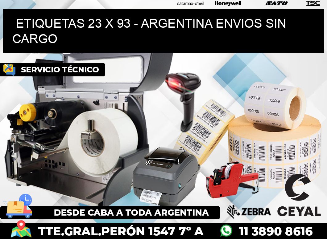 ETIQUETAS 23 x 93 - ARGENTINA ENVIOS SIN CARGO