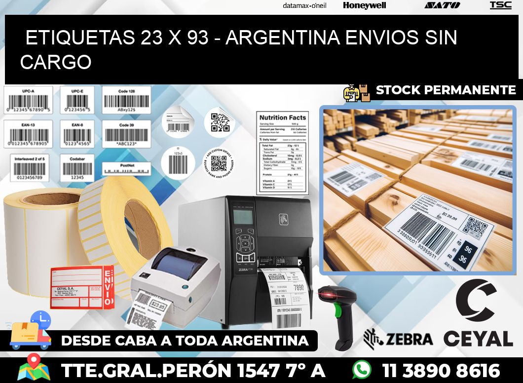 ETIQUETAS 23 x 93 – ARGENTINA ENVIOS SIN CARGO