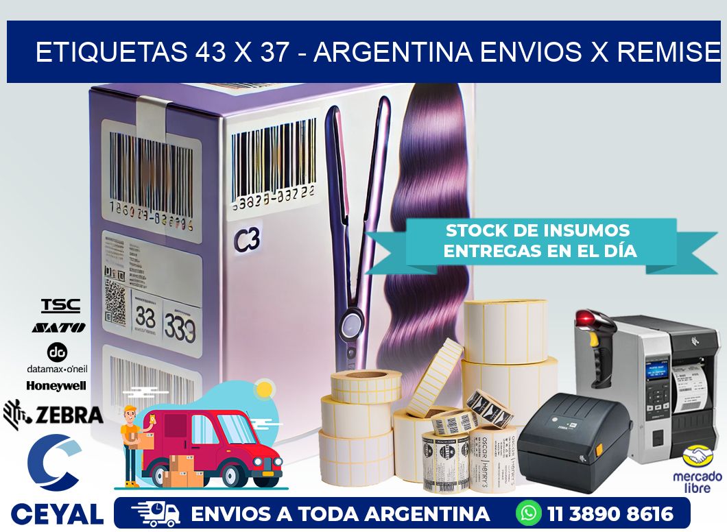 ETIQUETAS 43 x 37 – ARGENTINA ENVIOS X REMISE