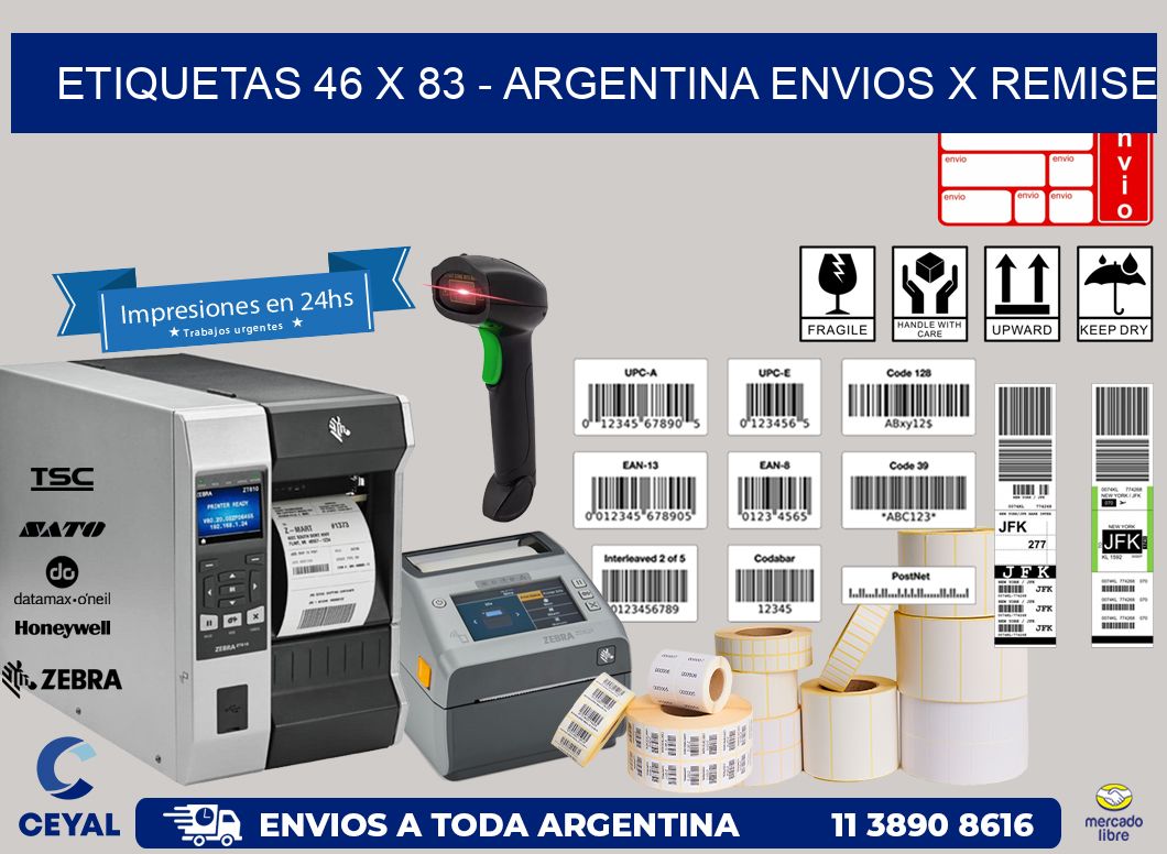 ETIQUETAS 46 x 83 – ARGENTINA ENVIOS X REMISE