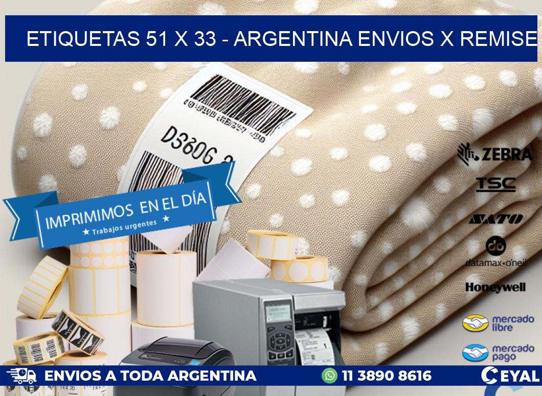 ETIQUETAS 51 x 33 - ARGENTINA ENVIOS X REMISE