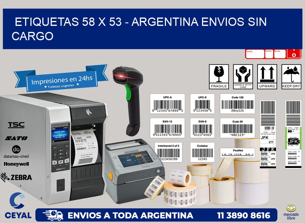 ETIQUETAS 58 x 53 - ARGENTINA ENVIOS SIN CARGO