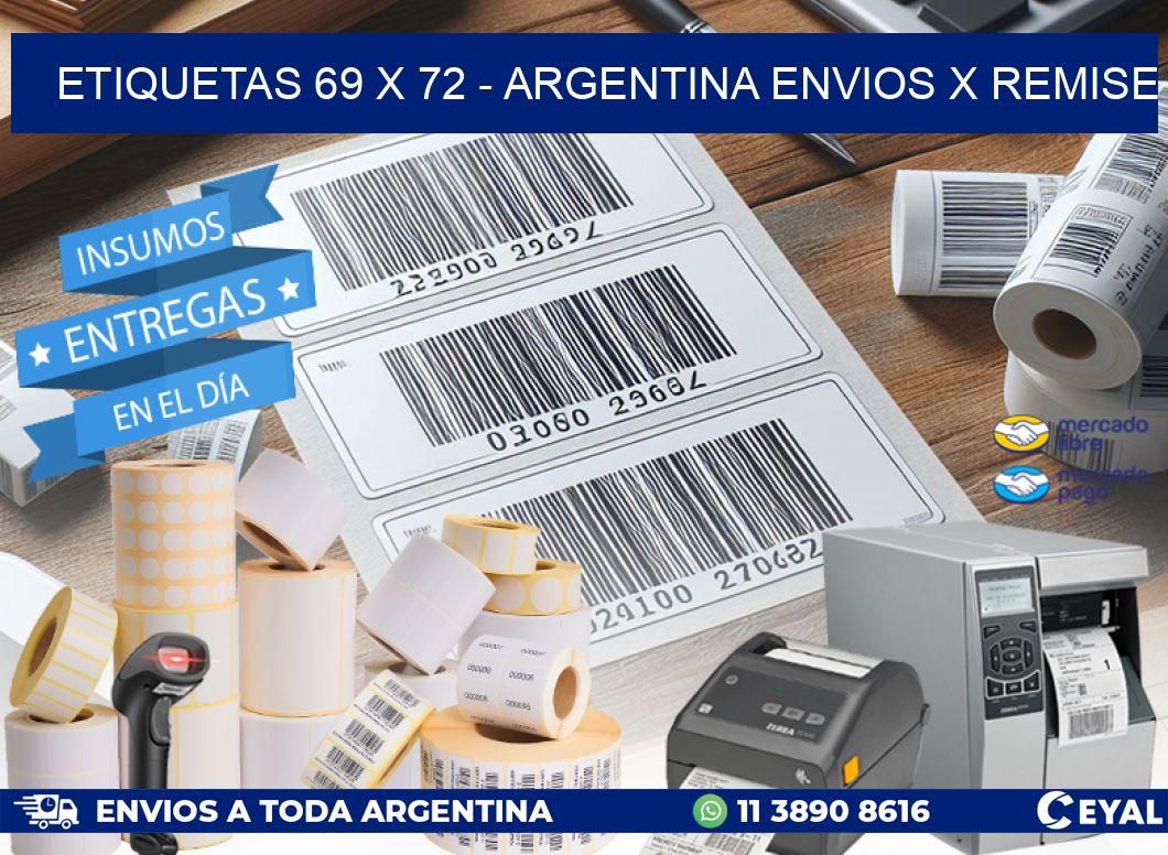 ETIQUETAS 69 x 72 - ARGENTINA ENVIOS X REMISE