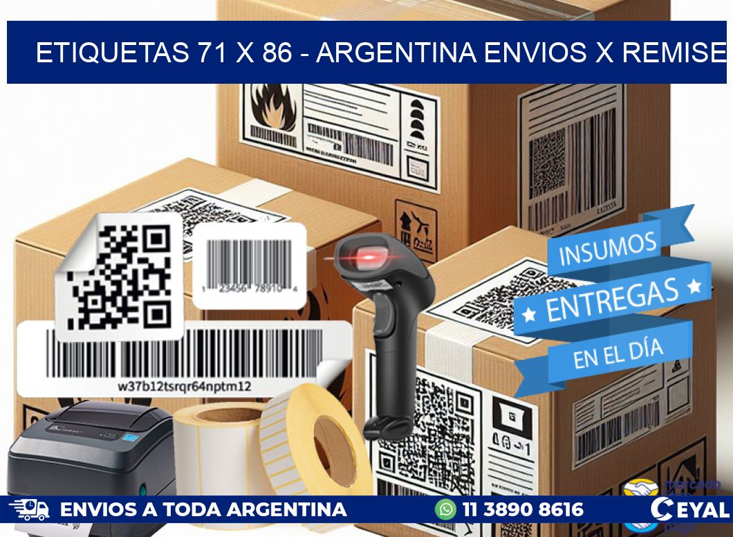 ETIQUETAS 71 x 86 - ARGENTINA ENVIOS X REMISE