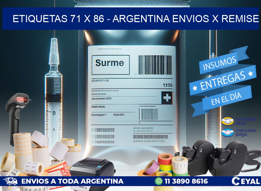 ETIQUETAS 71 x 86 - ARGENTINA ENVIOS X REMISE