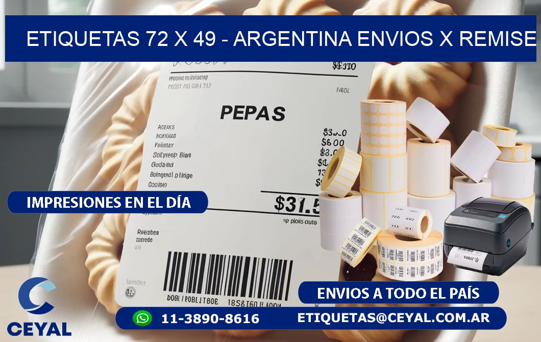 ETIQUETAS 72 x 49 - ARGENTINA ENVIOS X REMISE