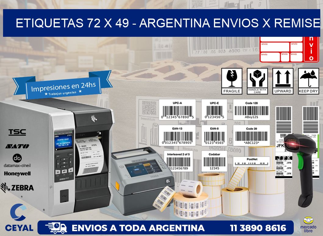 ETIQUETAS 72 x 49 – ARGENTINA ENVIOS X REMISE