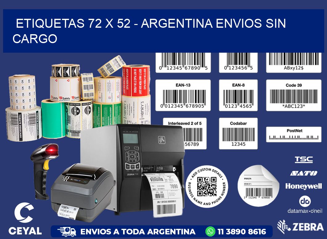 ETIQUETAS 72 x 52 - ARGENTINA ENVIOS SIN CARGO