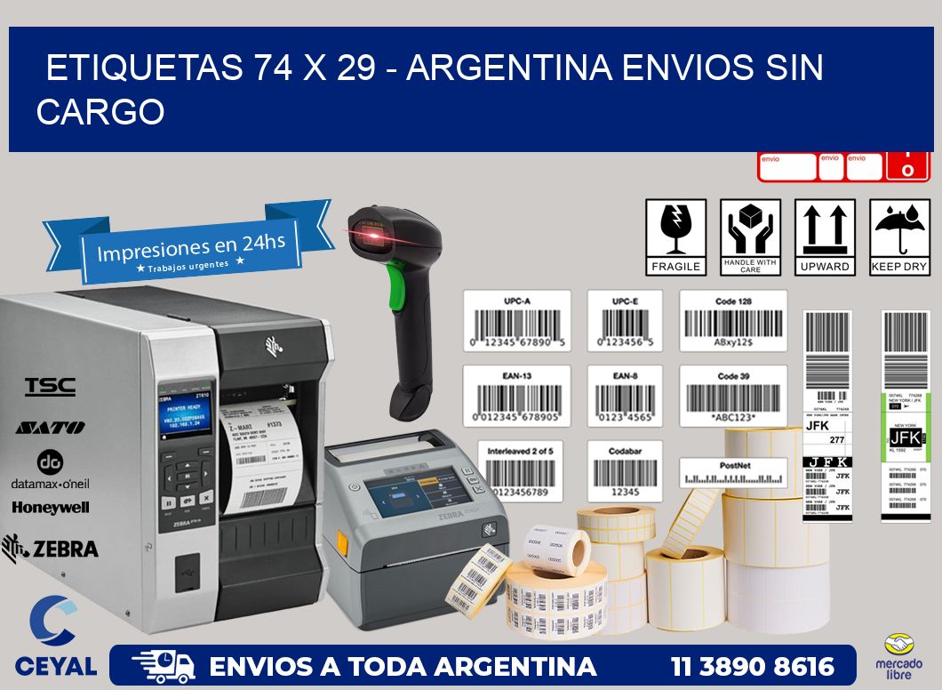 ETIQUETAS 74 x 29 - ARGENTINA ENVIOS SIN CARGO