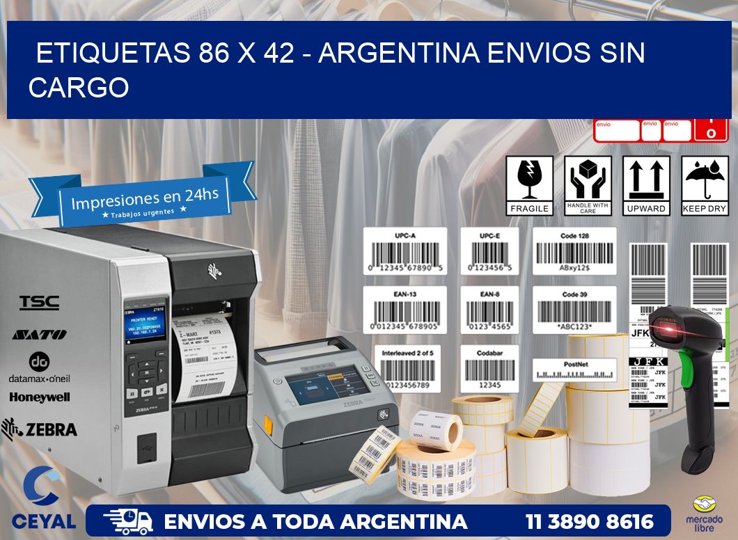 ETIQUETAS 86 x 42 - ARGENTINA ENVIOS SIN CARGO