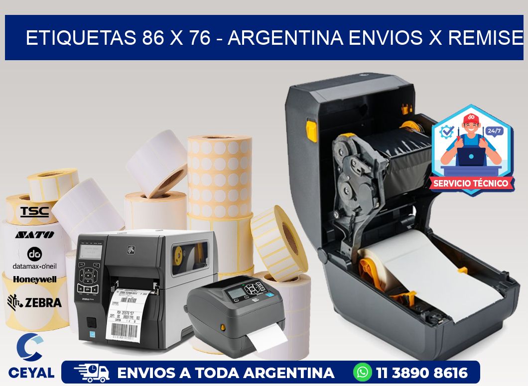 ETIQUETAS 86 x 76 - ARGENTINA ENVIOS X REMISE