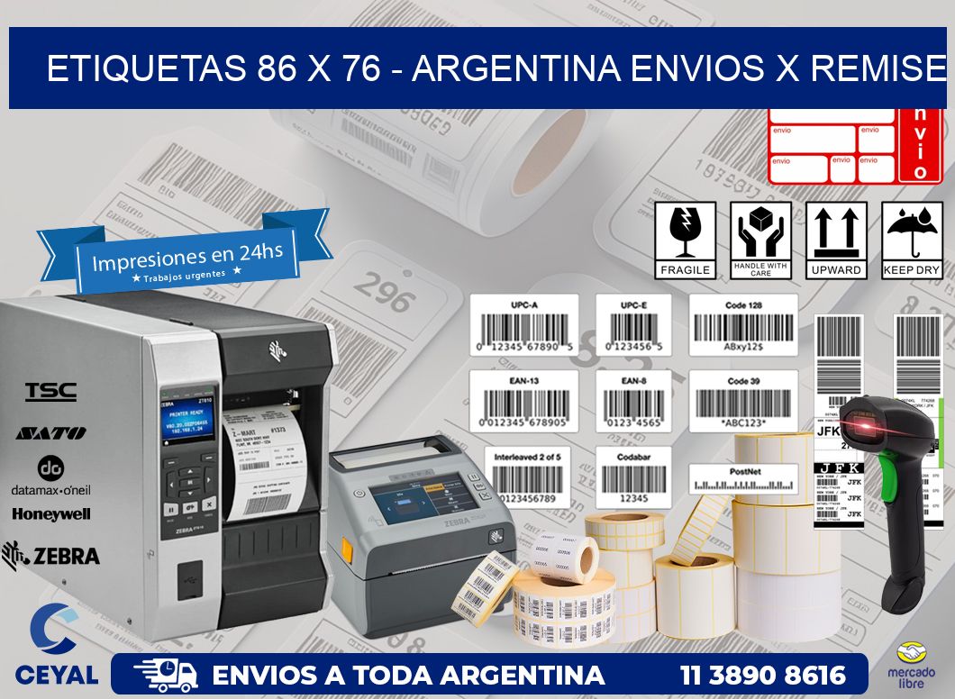 ETIQUETAS 86 x 76 – ARGENTINA ENVIOS X REMISE