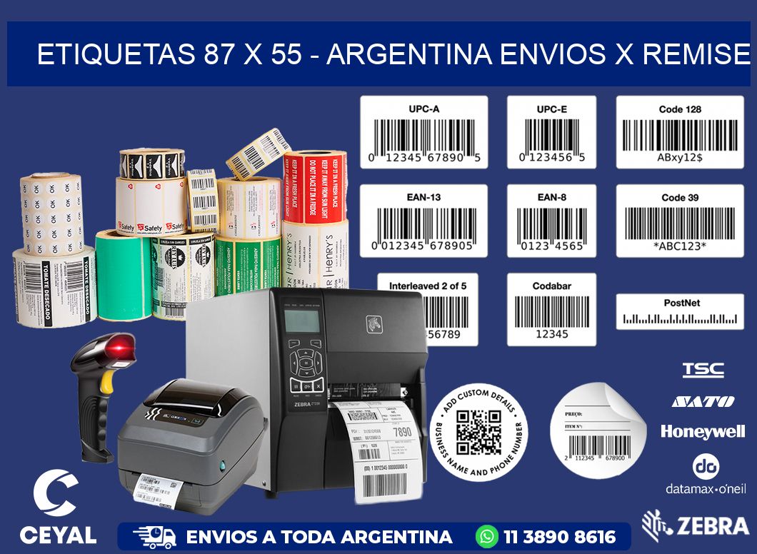 ETIQUETAS 87 x 55 - ARGENTINA ENVIOS X REMISE