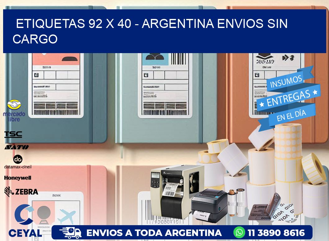 ETIQUETAS 92 x 40 - ARGENTINA ENVIOS SIN CARGO