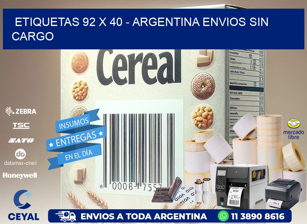 ETIQUETAS 92 x 40 - ARGENTINA ENVIOS SIN CARGO