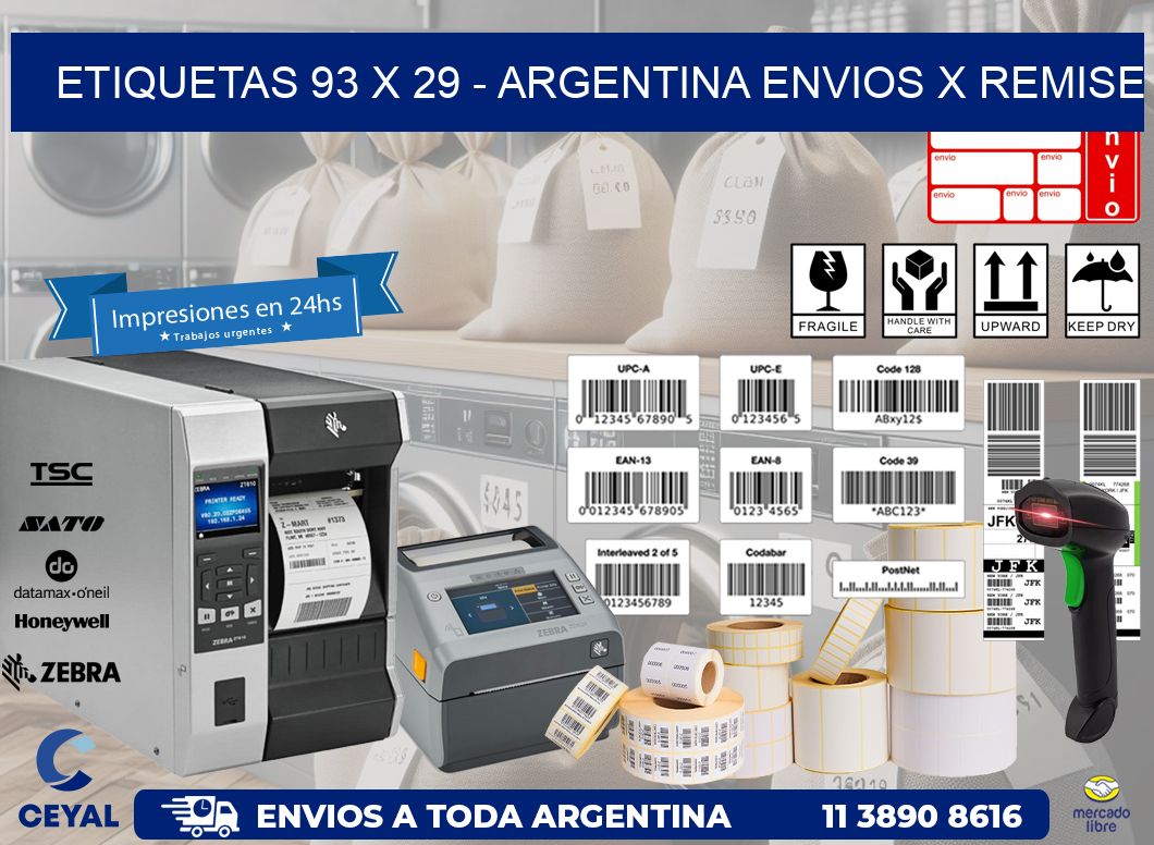 ETIQUETAS 93 x 29 - ARGENTINA ENVIOS X REMISE