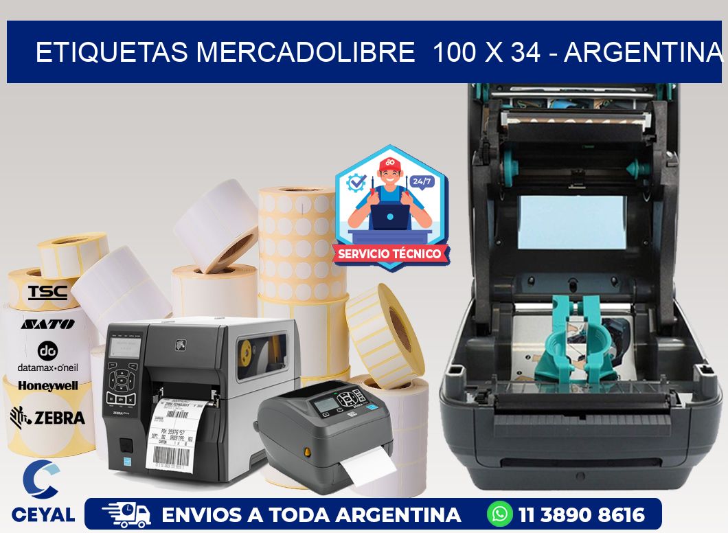 ETIQUETAS MERCADOLIBRE  100 x 34 - ARGENTINA