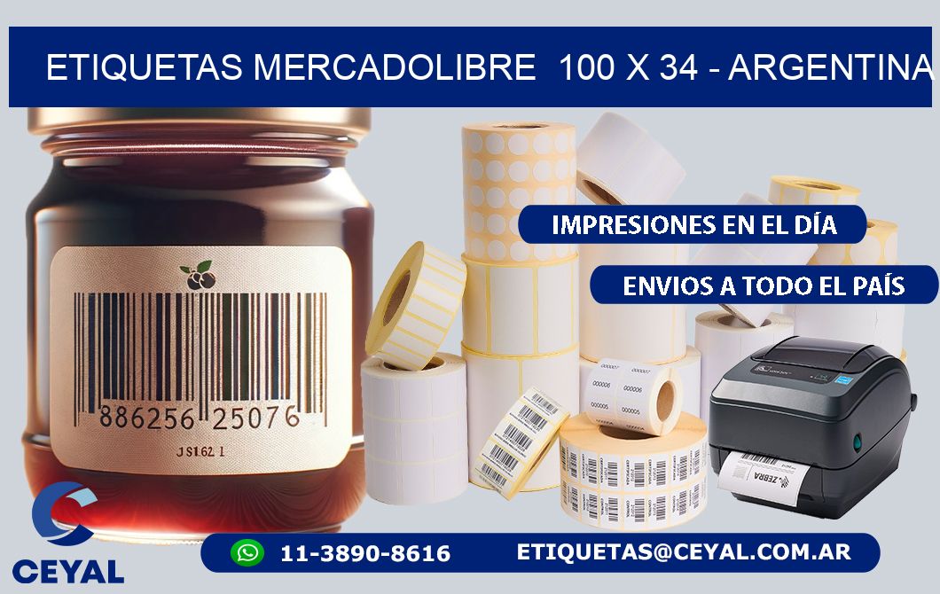 ETIQUETAS MERCADOLIBRE  100 x 34 - ARGENTINA