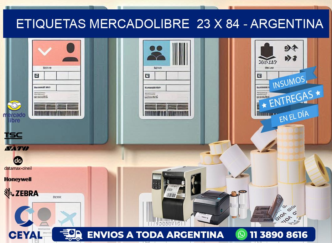 ETIQUETAS MERCADOLIBRE  23 x 84 - ARGENTINA