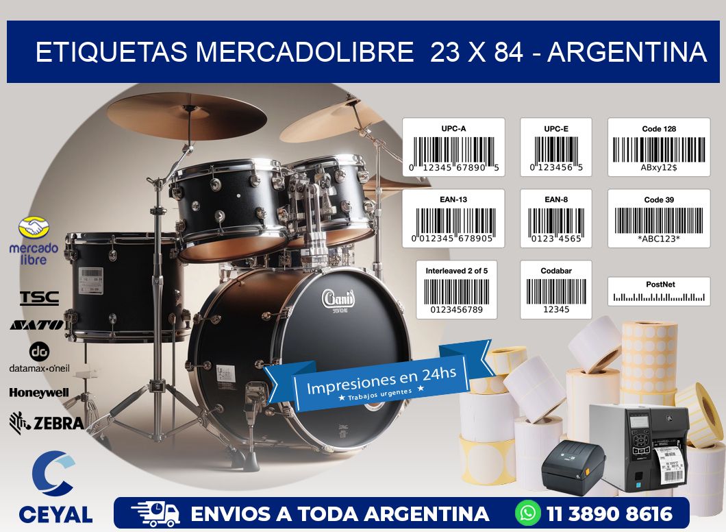 ETIQUETAS MERCADOLIBRE  23 x 84 - ARGENTINA