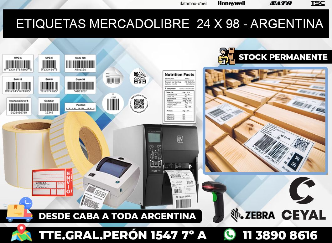 ETIQUETAS MERCADOLIBRE  24 x 98 – ARGENTINA