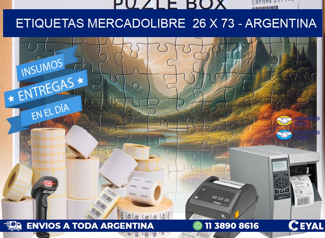 ETIQUETAS MERCADOLIBRE  26 x 73 - ARGENTINA