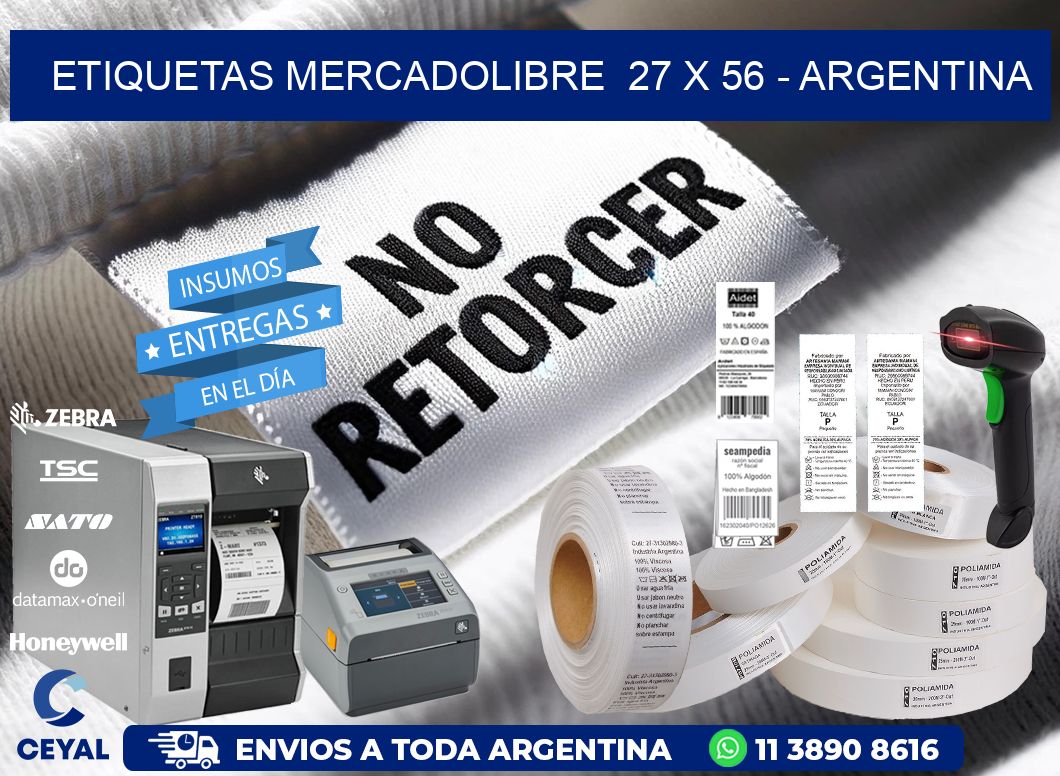 ETIQUETAS MERCADOLIBRE  27 x 56 - ARGENTINA