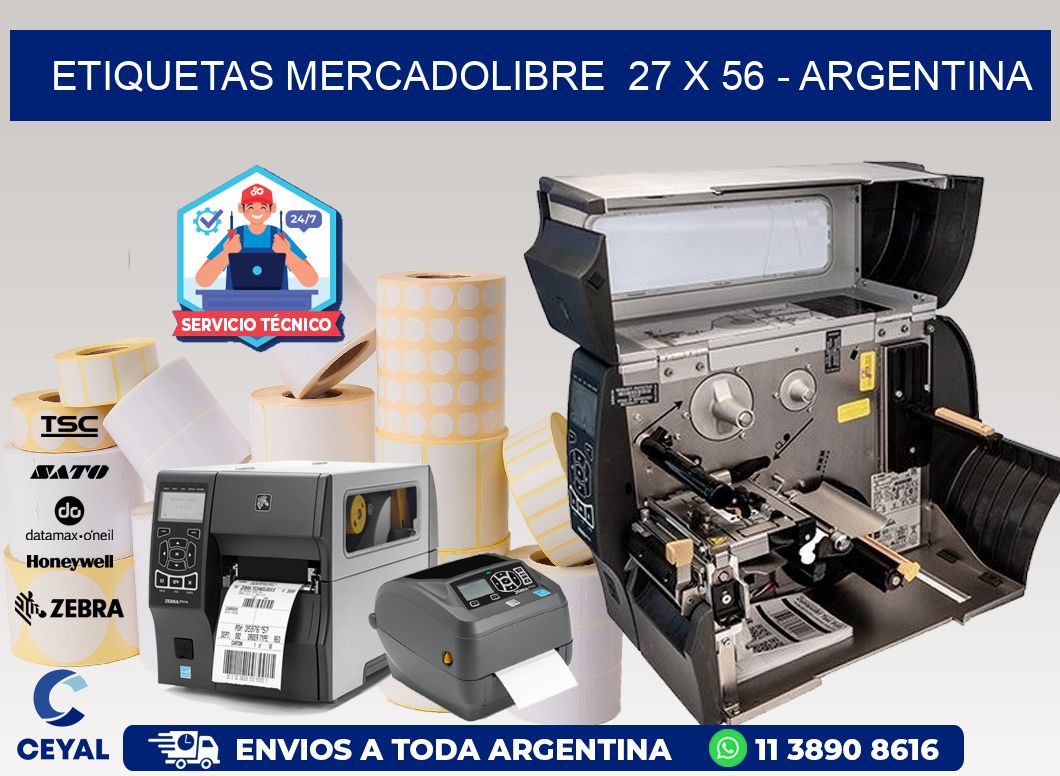 ETIQUETAS MERCADOLIBRE  27 x 56 - ARGENTINA