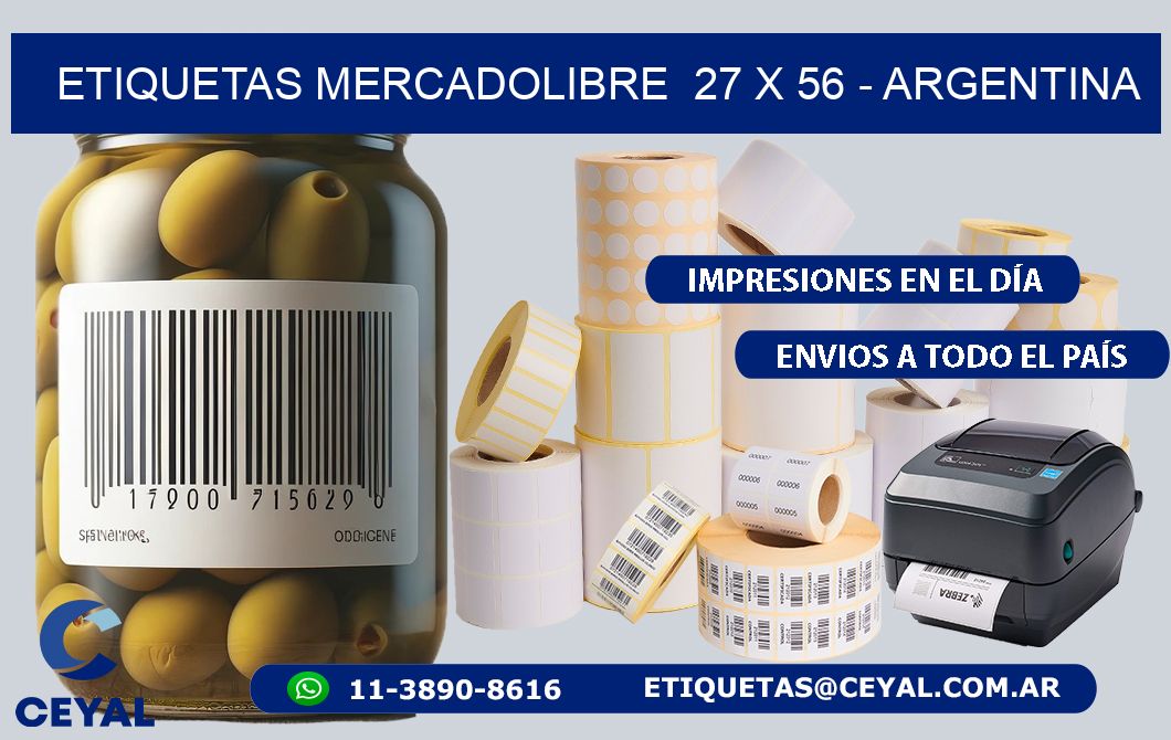 ETIQUETAS MERCADOLIBRE  27 x 56 - ARGENTINA