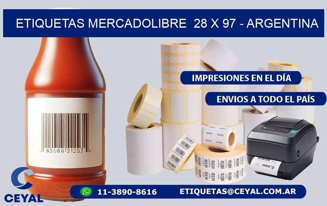 ETIQUETAS MERCADOLIBRE  28 x 97 - ARGENTINA