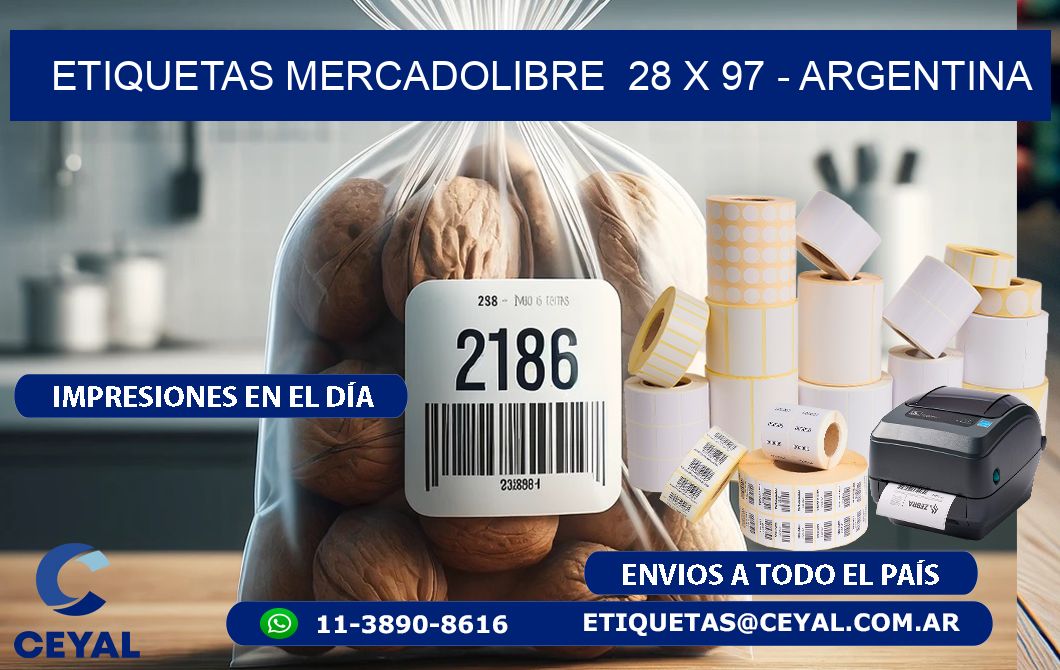 ETIQUETAS MERCADOLIBRE  28 x 97 - ARGENTINA