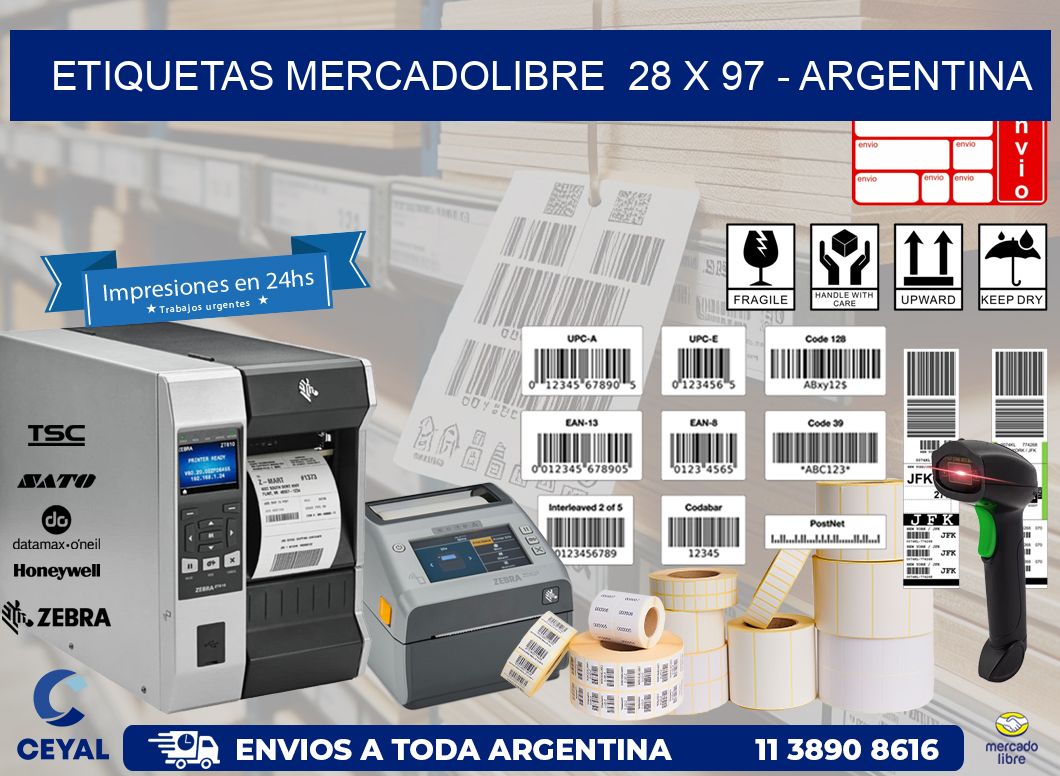 ETIQUETAS MERCADOLIBRE  28 x 97 – ARGENTINA