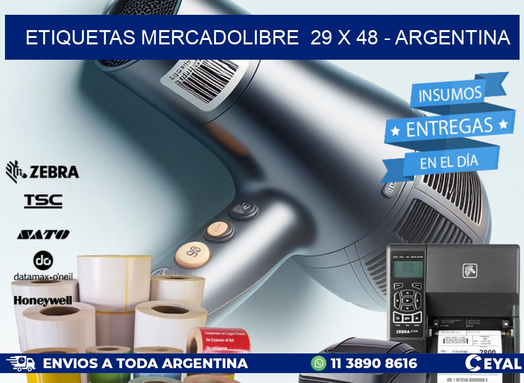 ETIQUETAS MERCADOLIBRE  29 x 48 - ARGENTINA