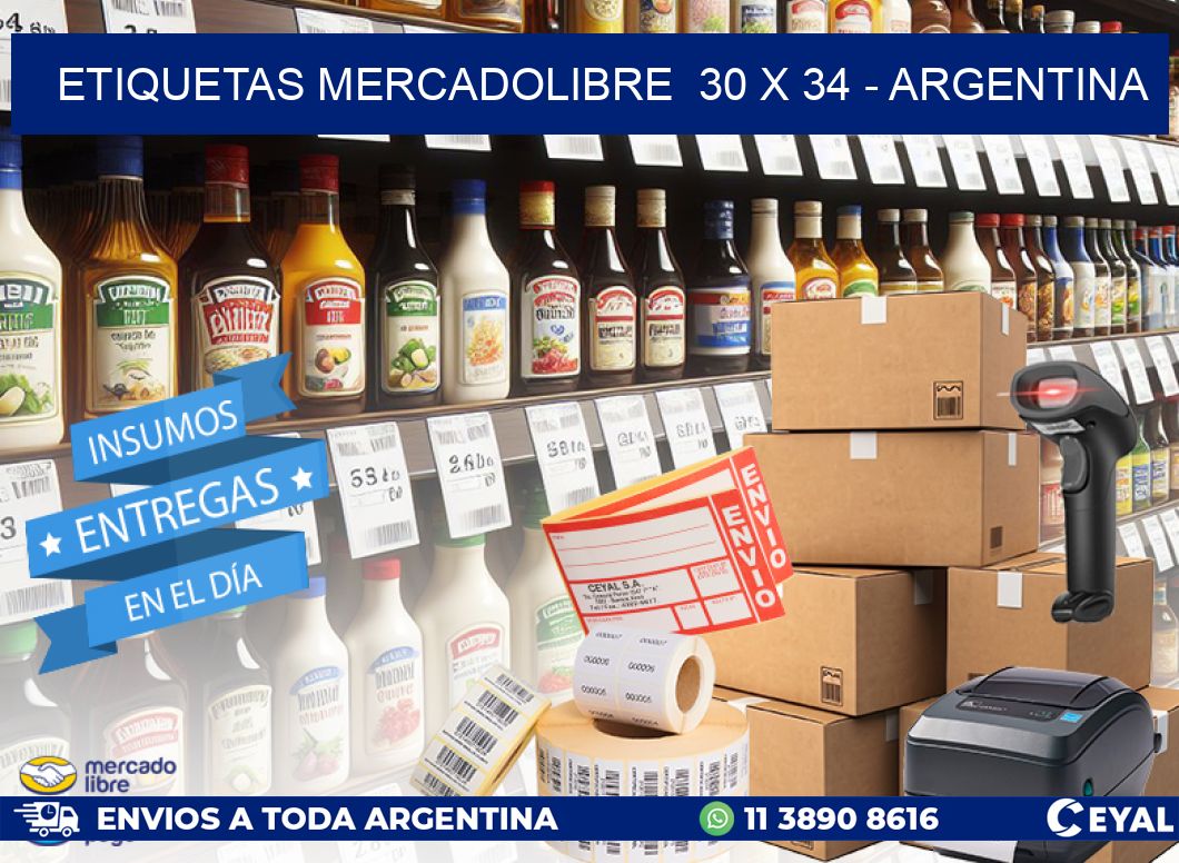 ETIQUETAS MERCADOLIBRE  30 x 34 - ARGENTINA