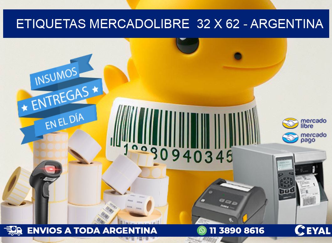 ETIQUETAS MERCADOLIBRE  32 x 62 - ARGENTINA