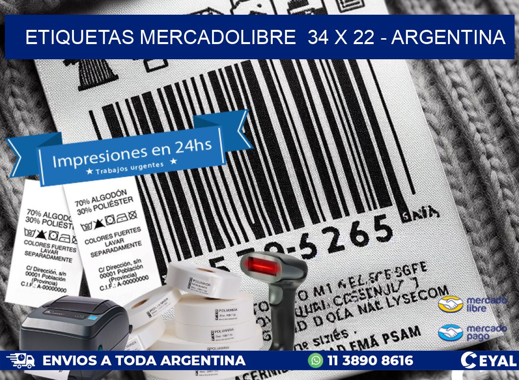 ETIQUETAS MERCADOLIBRE  34 x 22 - ARGENTINA