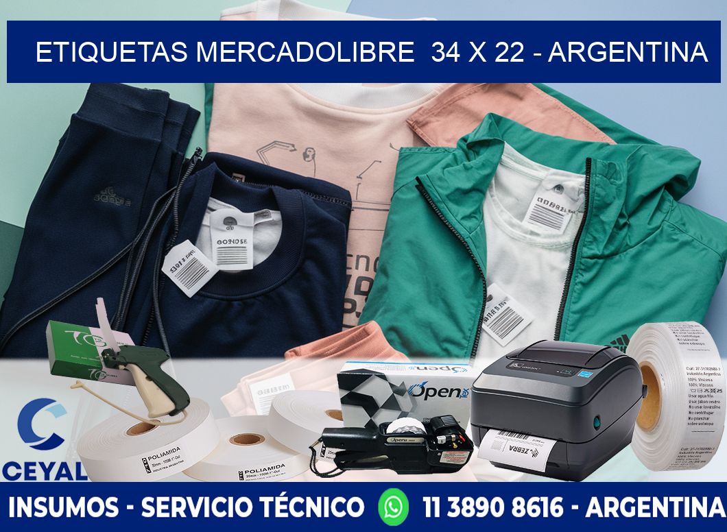 ETIQUETAS MERCADOLIBRE  34 x 22 - ARGENTINA