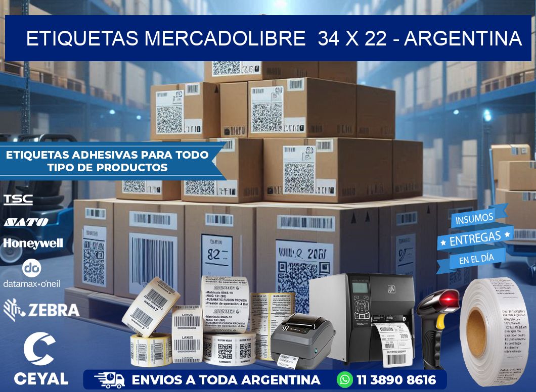 ETIQUETAS MERCADOLIBRE  34 x 22 - ARGENTINA