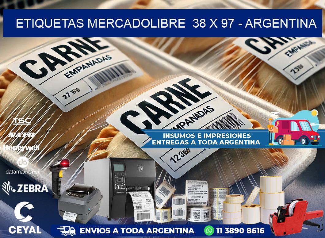 ETIQUETAS MERCADOLIBRE  38 x 97 - ARGENTINA