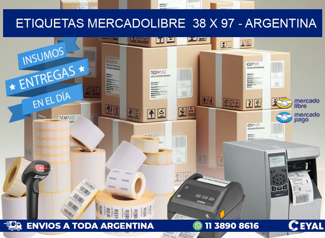 ETIQUETAS MERCADOLIBRE  38 x 97 - ARGENTINA