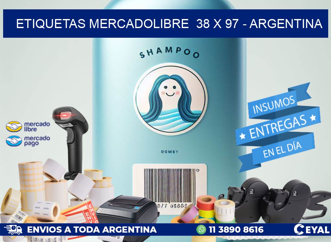 ETIQUETAS MERCADOLIBRE  38 x 97 - ARGENTINA