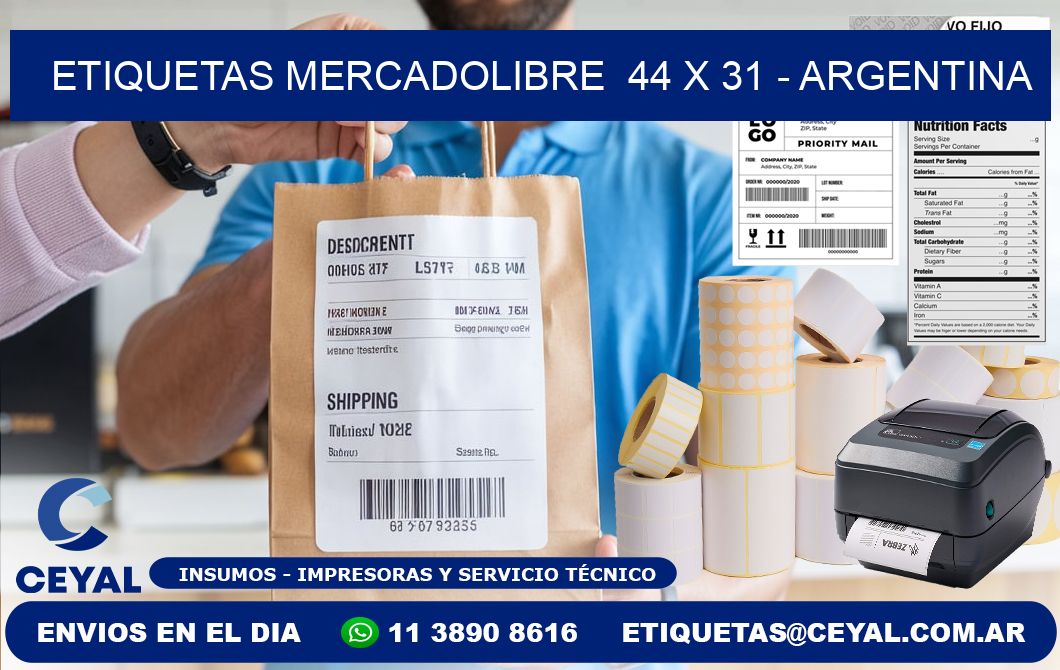 ETIQUETAS MERCADOLIBRE  44 x 31 - ARGENTINA