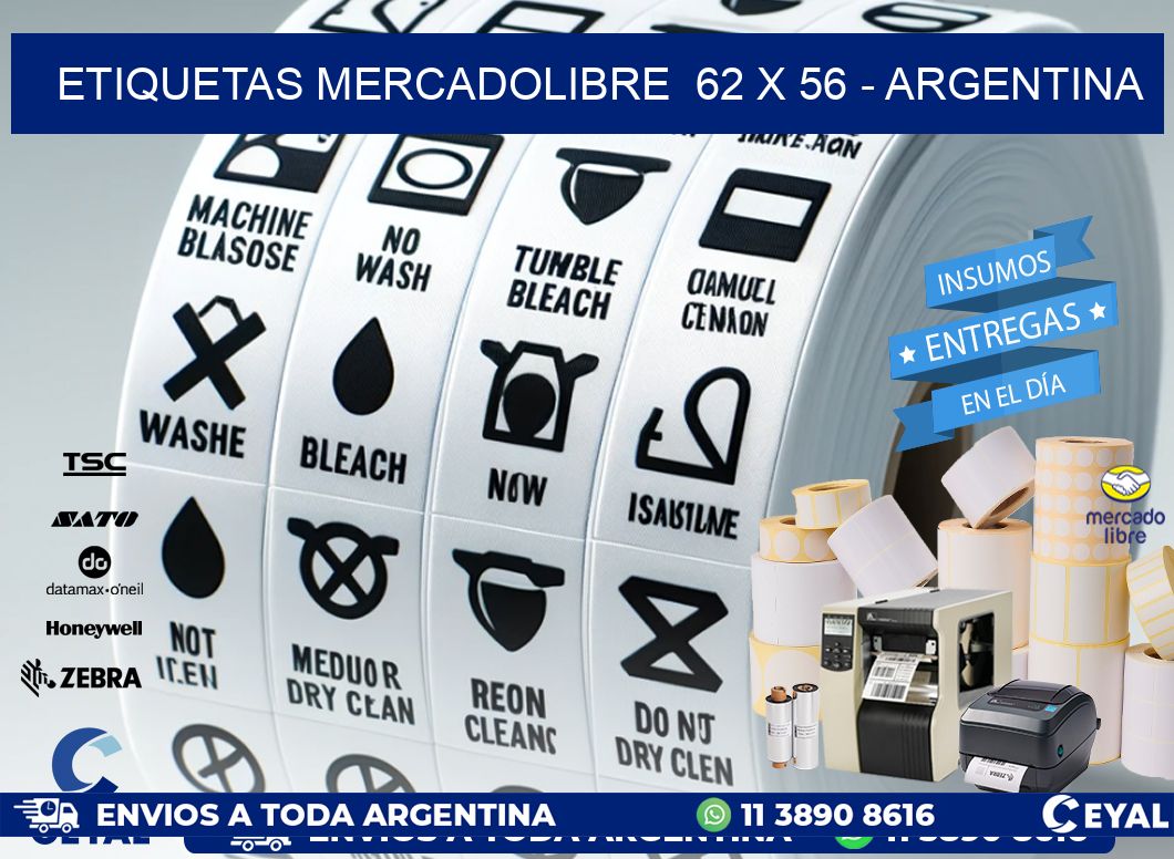 ETIQUETAS MERCADOLIBRE  62 x 56 - ARGENTINA