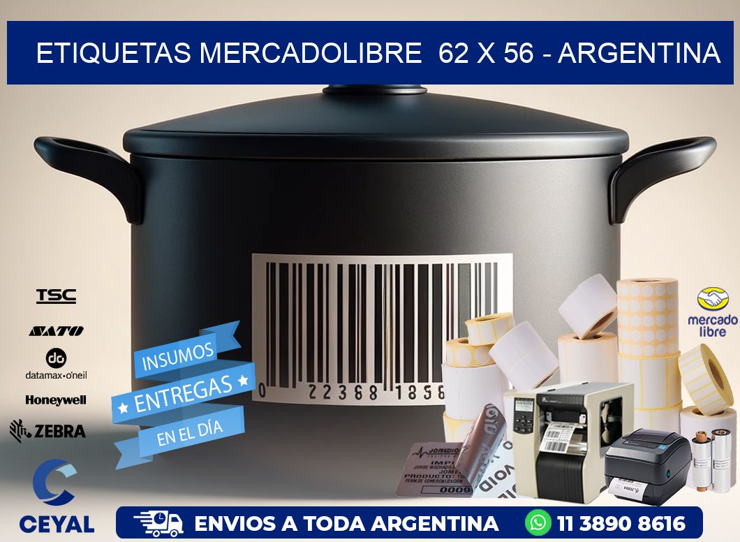 ETIQUETAS MERCADOLIBRE  62 x 56 - ARGENTINA